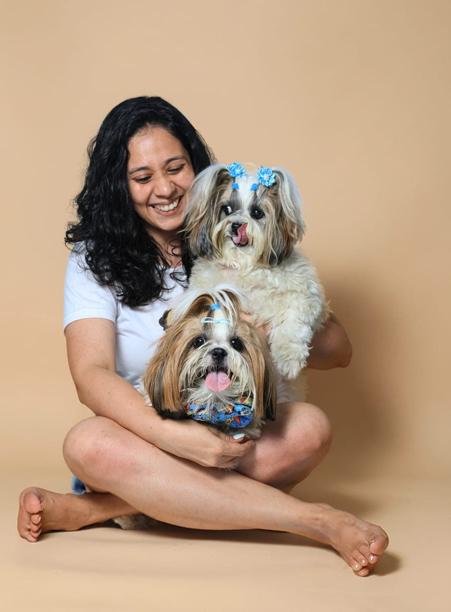 Parisha with her dogs, J’adore and June